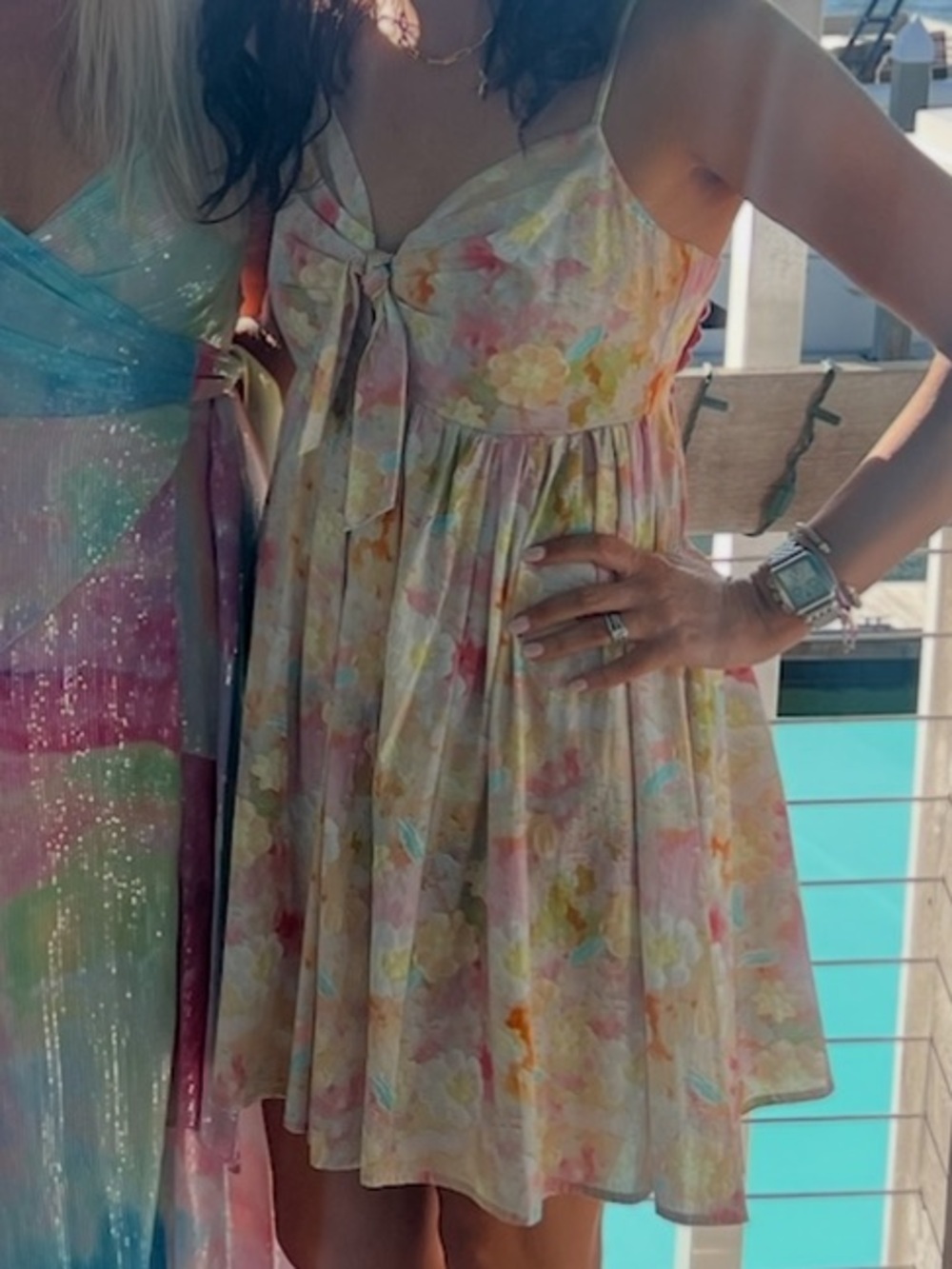 Aakaa Floral Watercolor Sheath Mini Dress size Medium